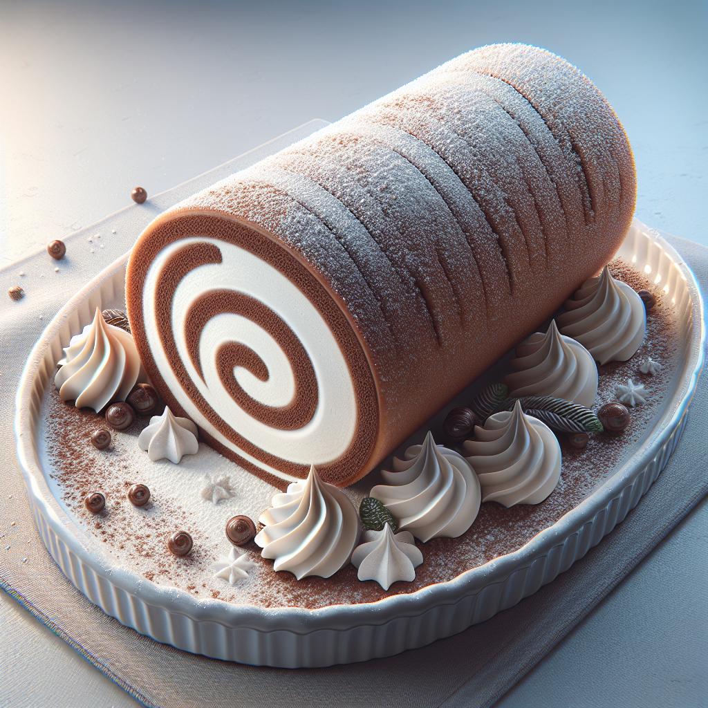 Rollo de cacao con crema de leche