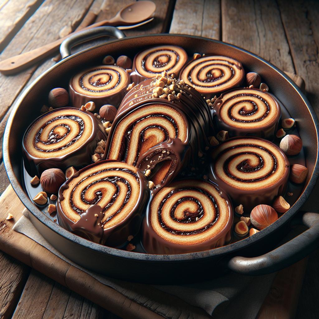 Rollo de chocolate y avellanas