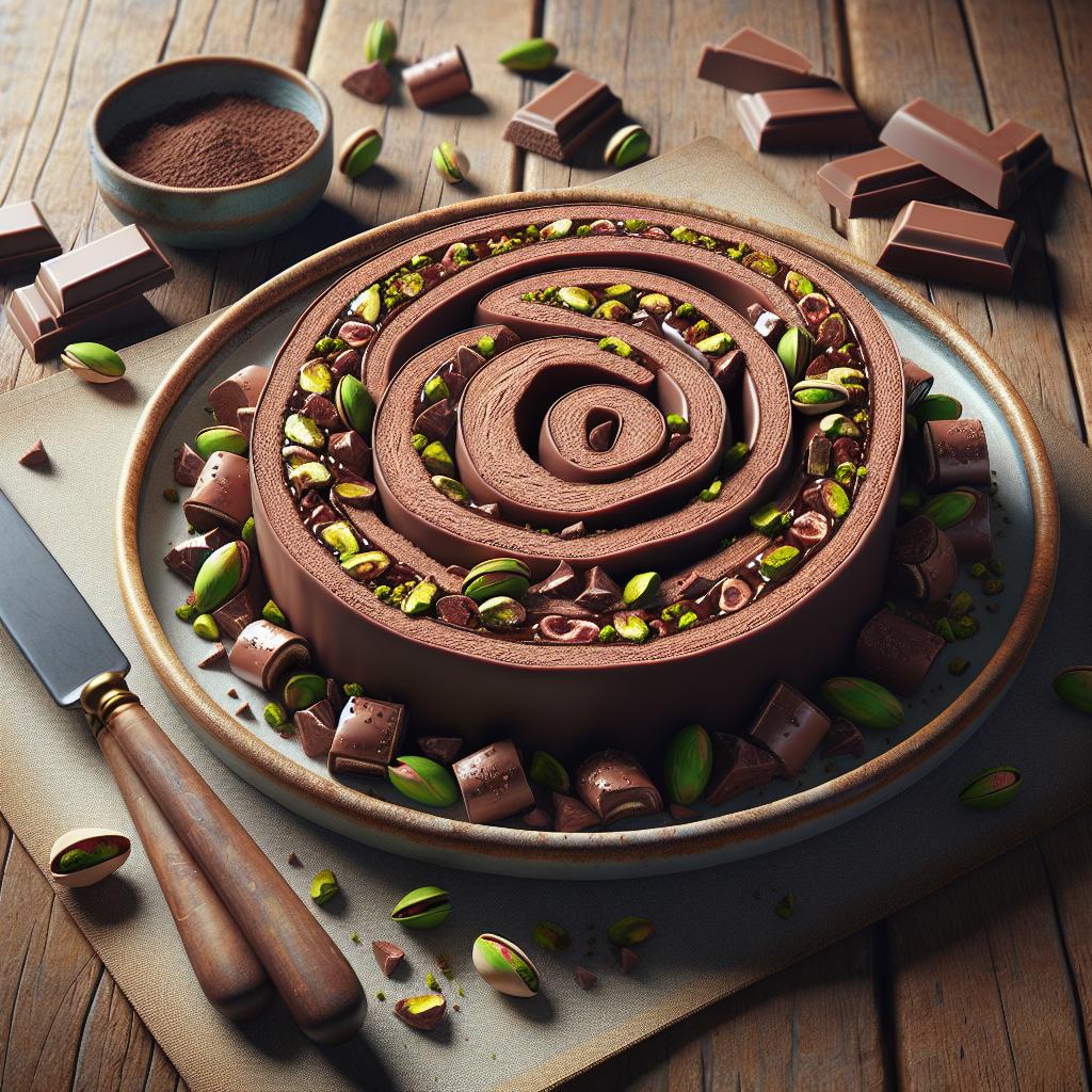 Rollo de chocolate y pistacho