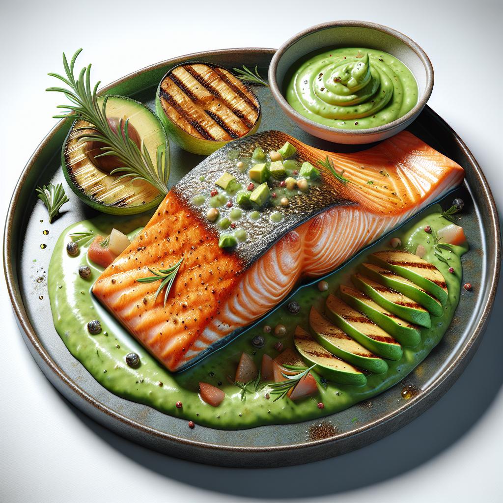 Salmón con salsa de aguacate