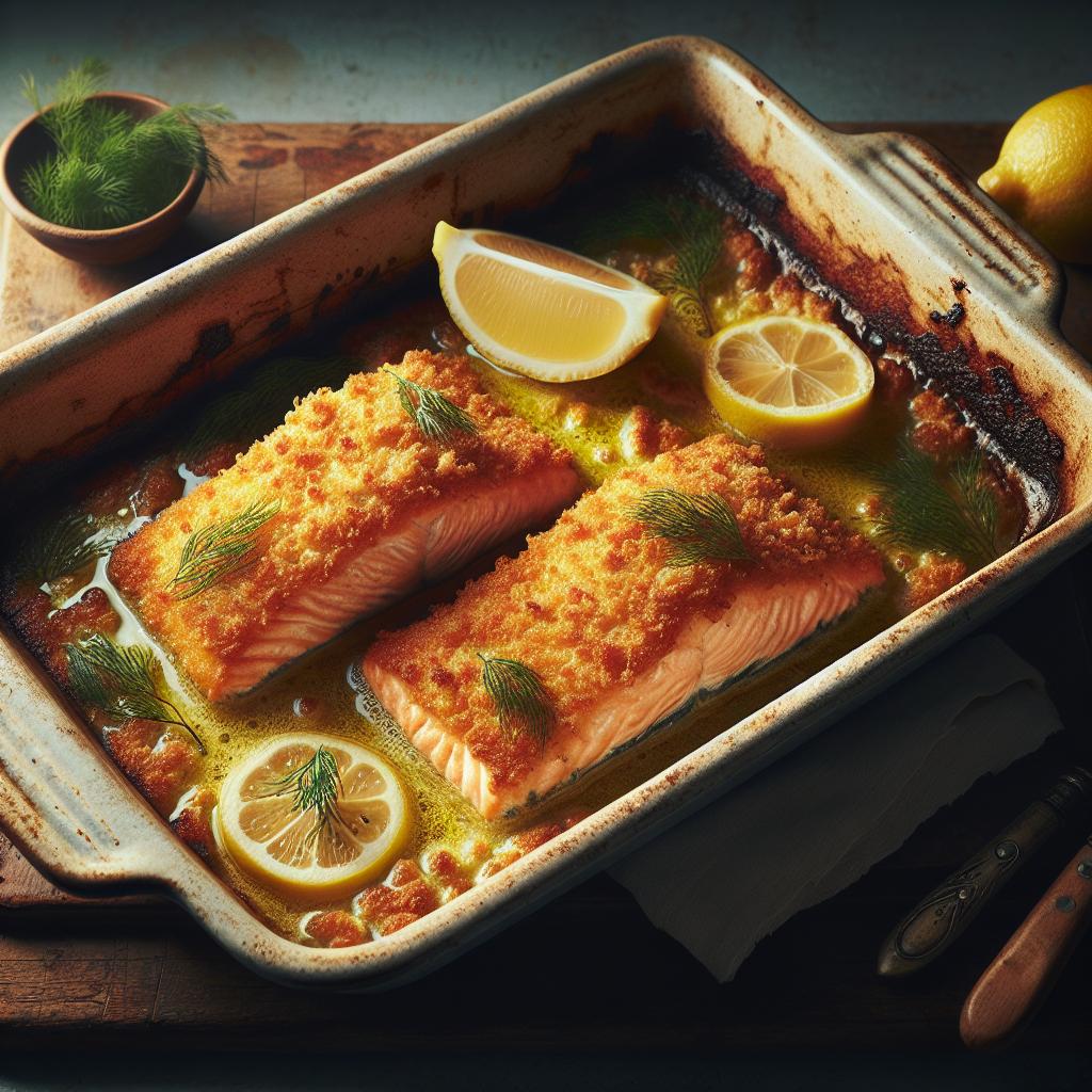 Salmón empanado al horno