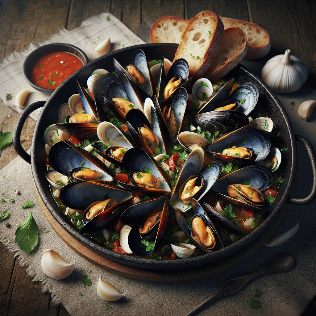 Salteado de mejillones y almejas