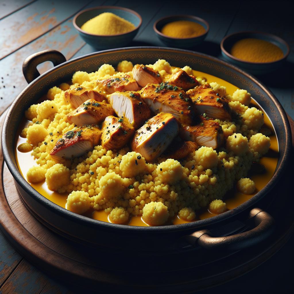 Savarin de cuscús y pollo al curry