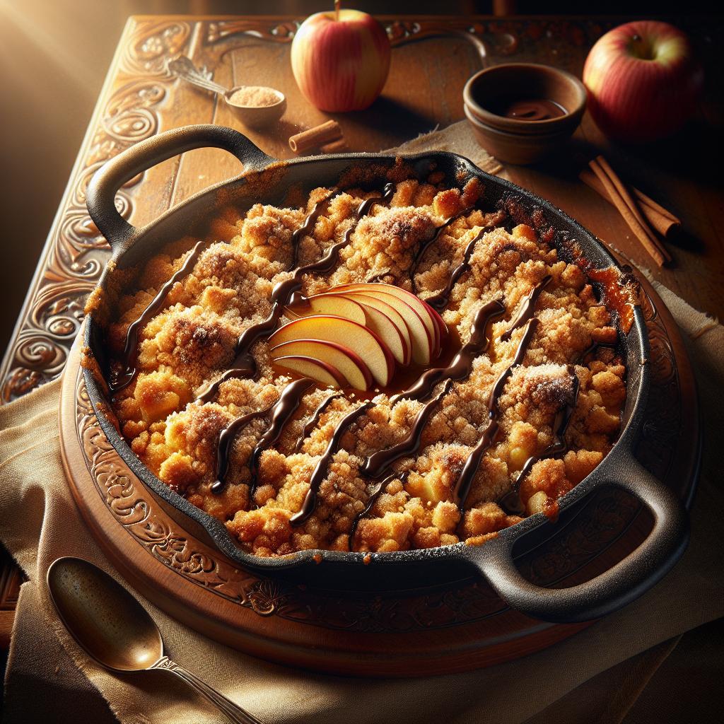Sbriciolata de manzanas con salsa de chocolate