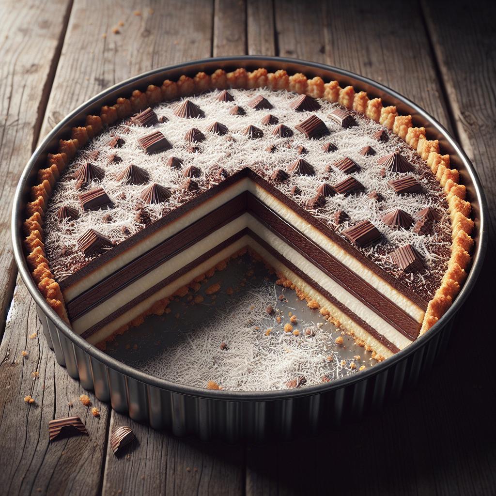 Tarta desmenuzada fría de coco y chocolate