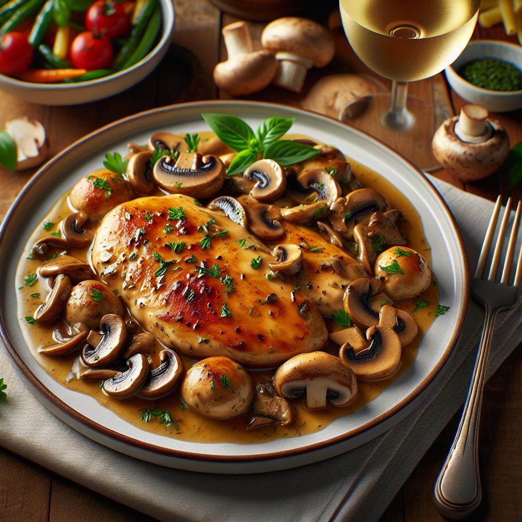 Escalopines de pollo con champiñones