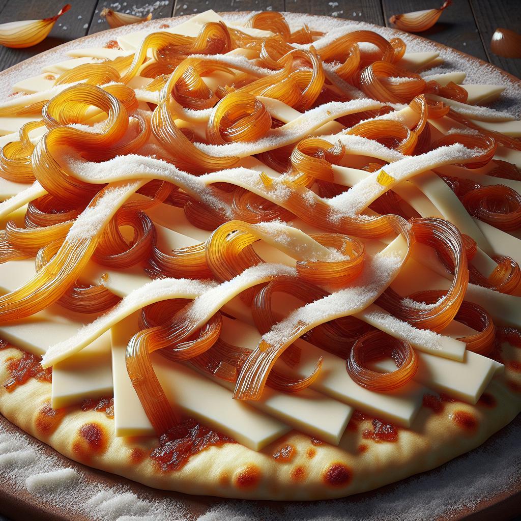 Schiacciate con láminas de Castelmagno y cebollas caramelizadas