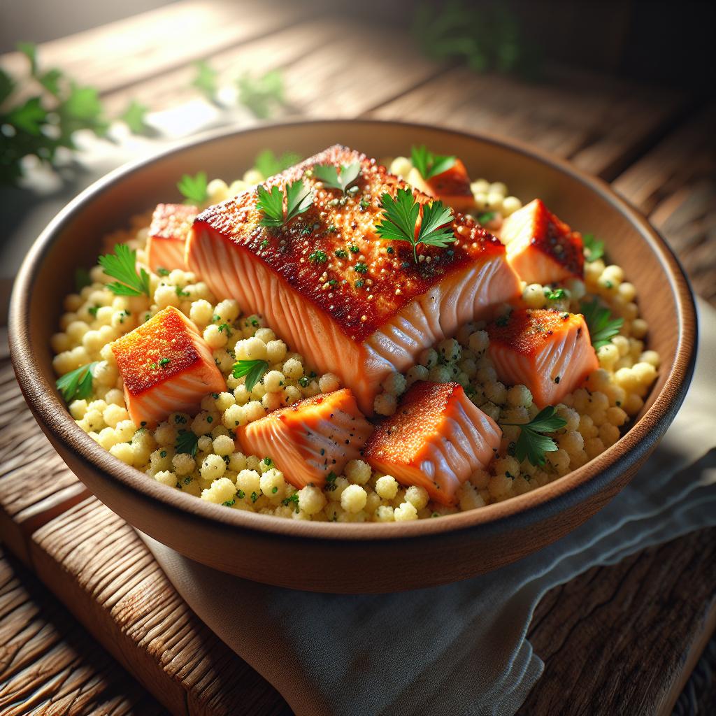 Fiambrera con cuscús y salmón