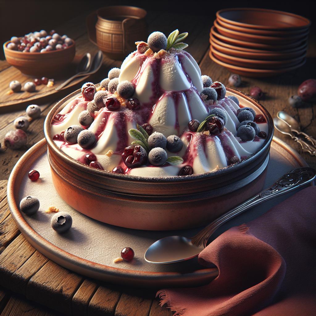 Semifreddo de yogur y guindas