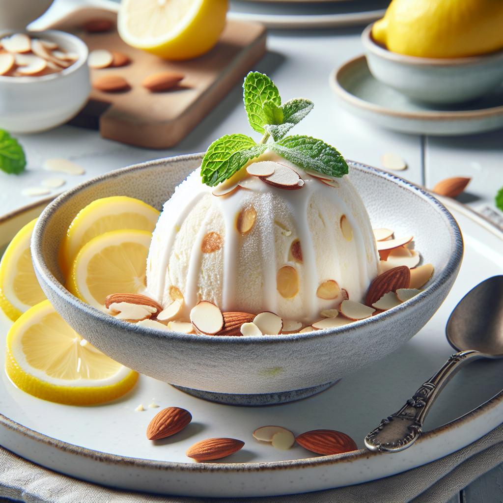 Semifreddo de limón y almendras