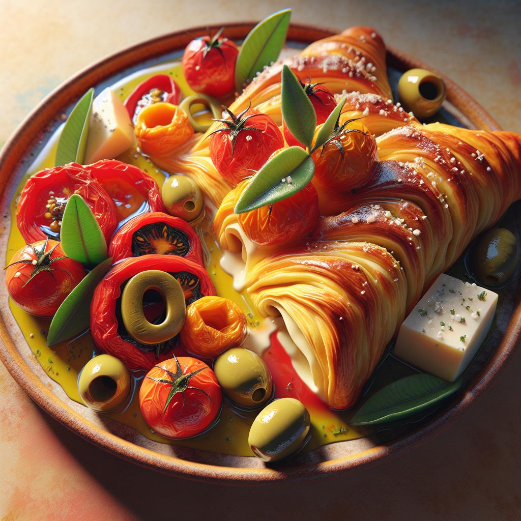 Hojaldritos de tomates cherry, aceitunas y queso