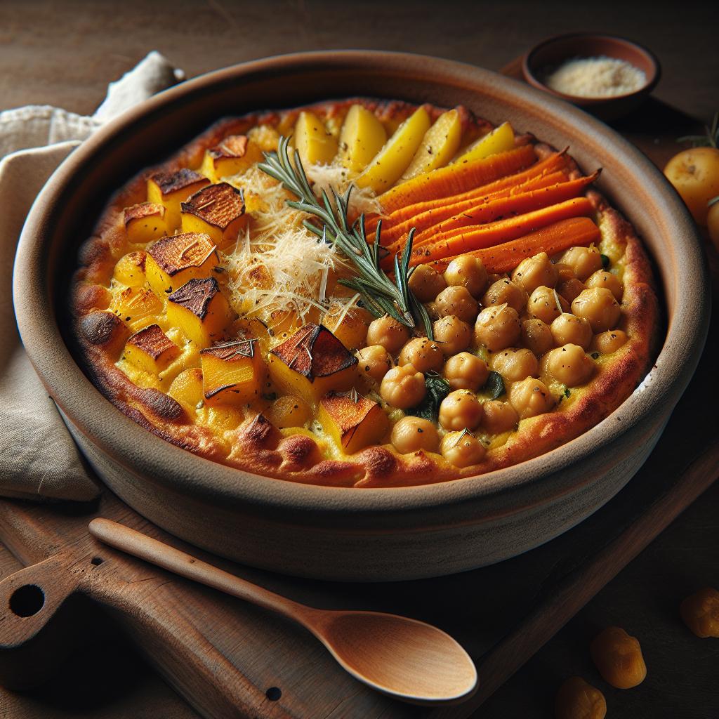 Pastel de garbanzos, patatas y zanahorias