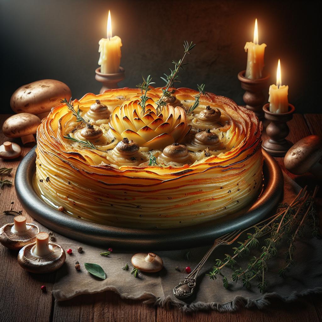 Pastel de patatas y setas