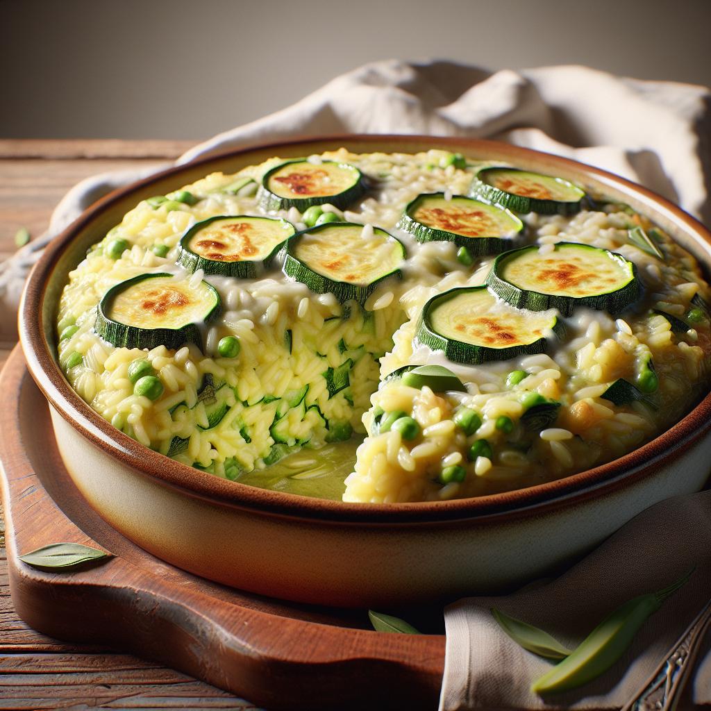 Pastel de arroz fundente con calabacines