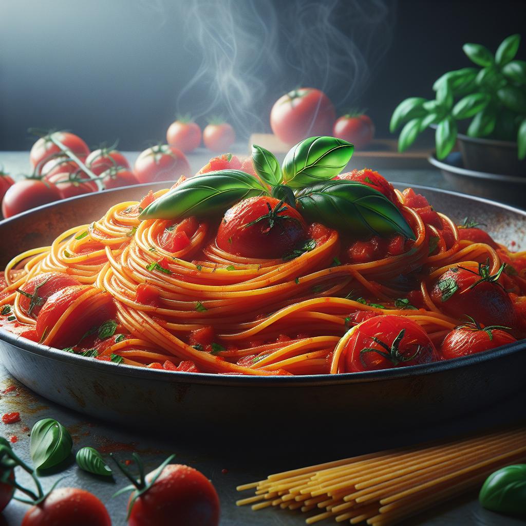 Espaguetis a los tres tomates