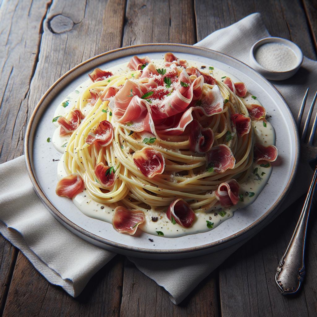 Spaghetti con Panna e Prosciutto