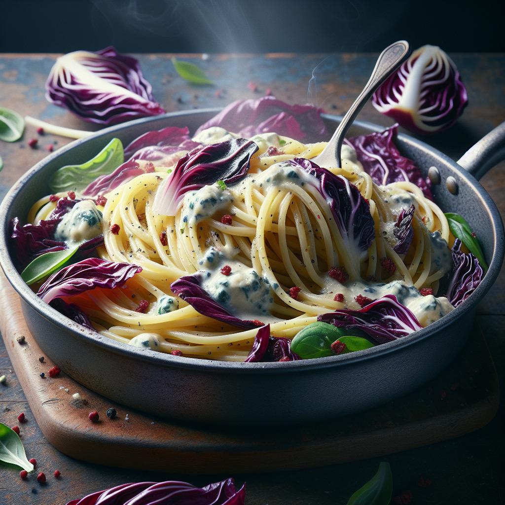 Spaghetti con radicchio e gorgonzola
