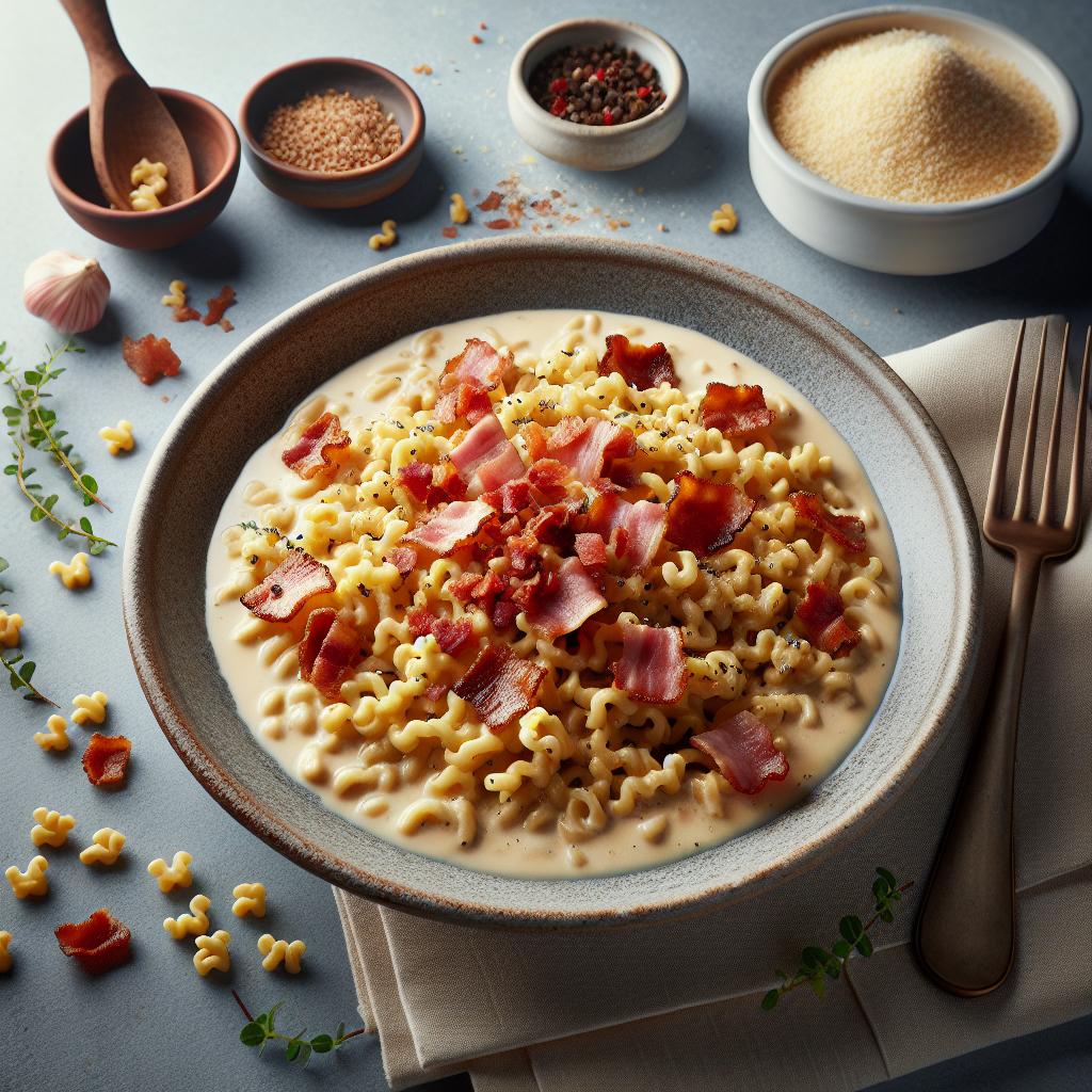 Spätzle de trigo sarraceno con nata y panceta