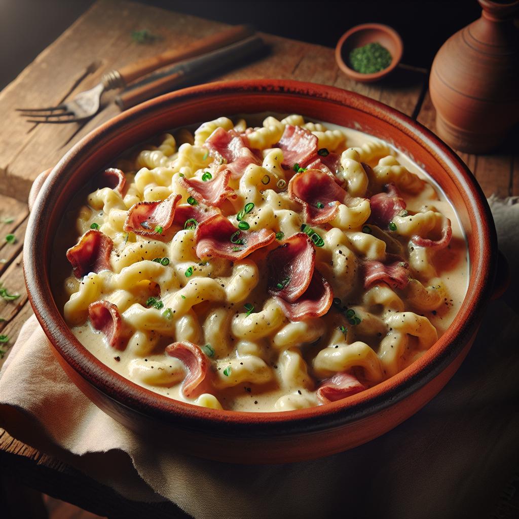 Spatzle panna e speck