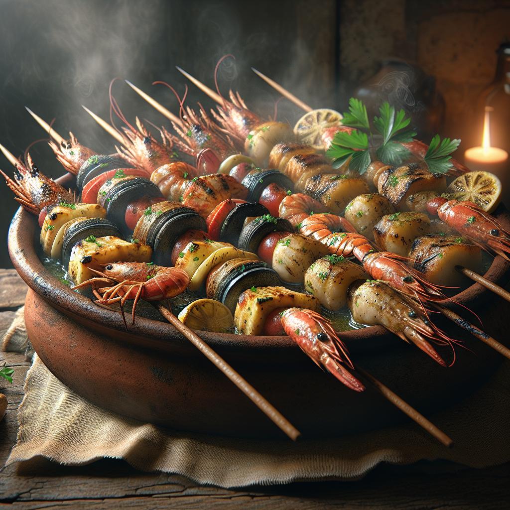 Brochetas de pescado al horno