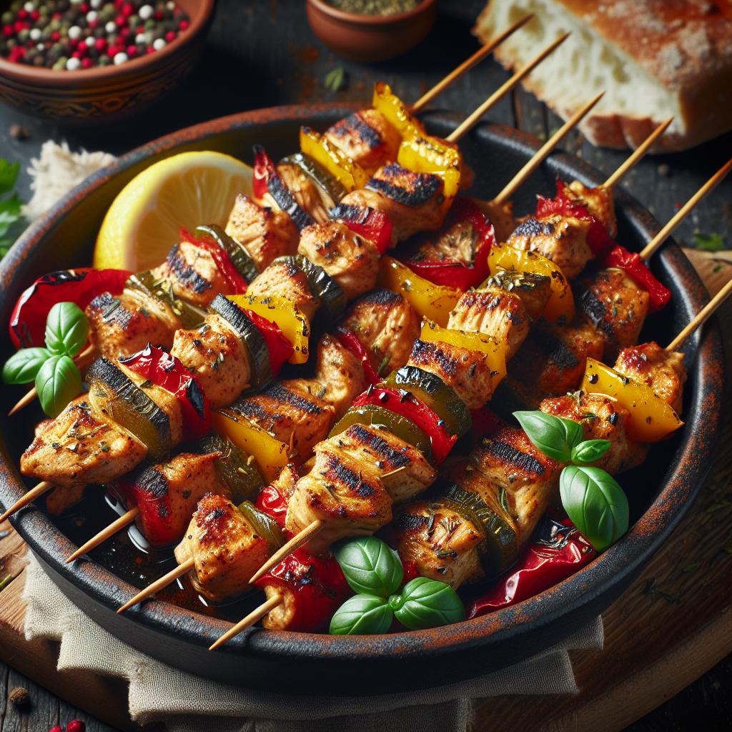 Brochetas de pollo picantes