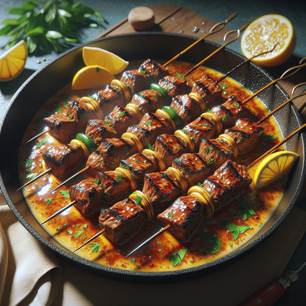 Brochetas vivaces a la cerveza