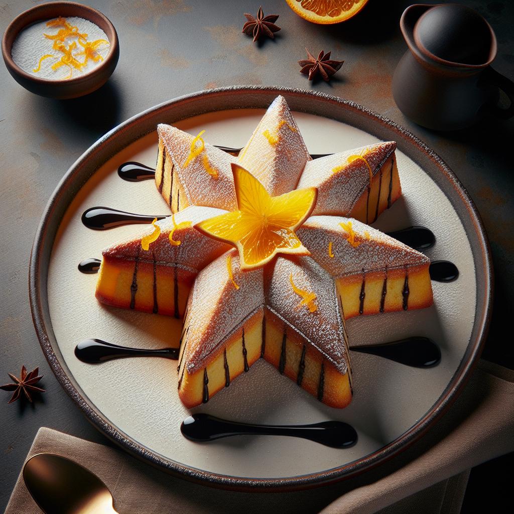 Estrella de pandoro de naranja y chocolate