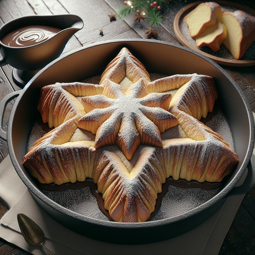 Estrella de pandoro con crema de chocolate