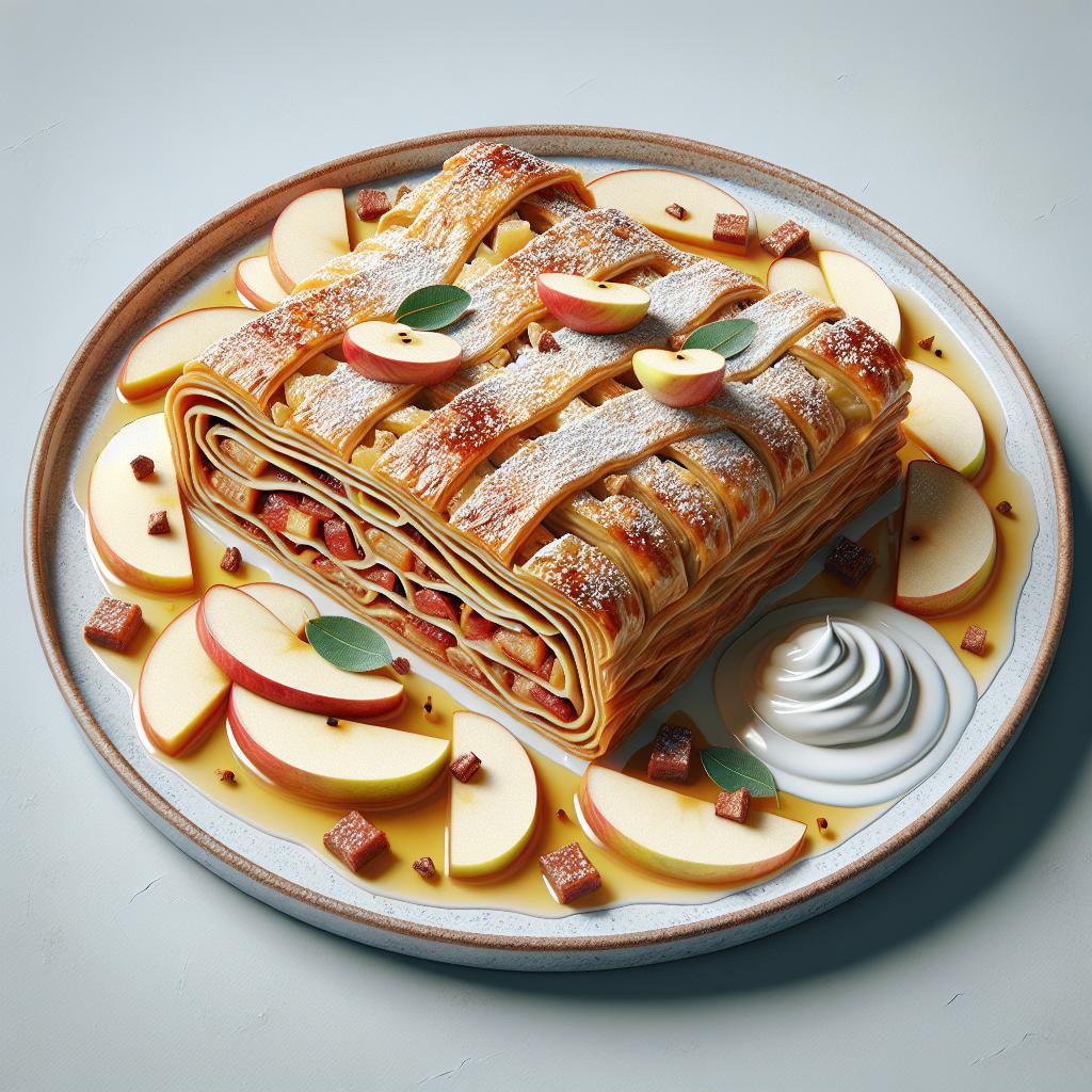 Strudel de manzanas, cebollas y speck