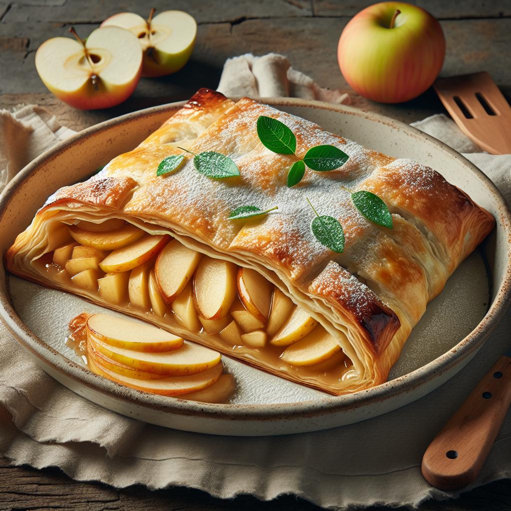 Strudel de manzanas con masa de hojaldre