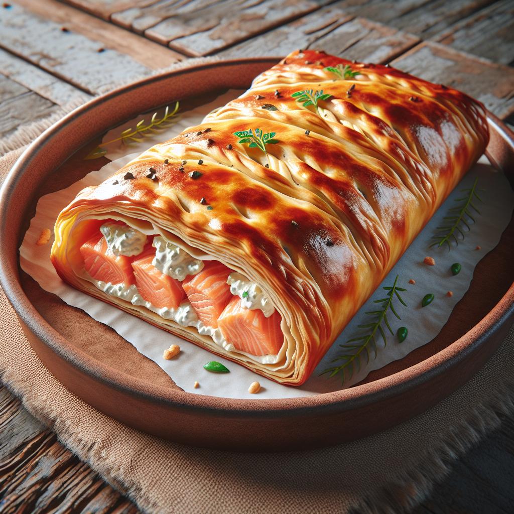 Strudel de salmón y ricotta