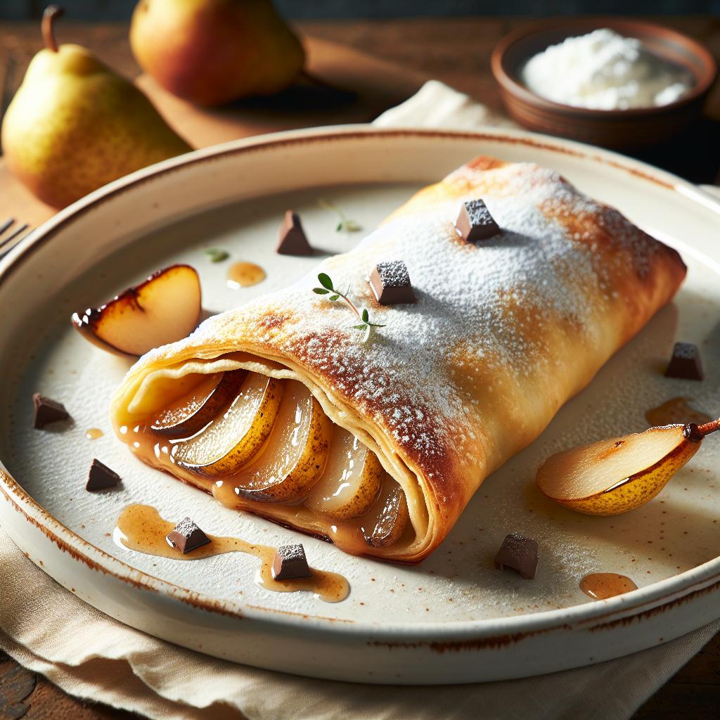 Strudel de peras y chocolate