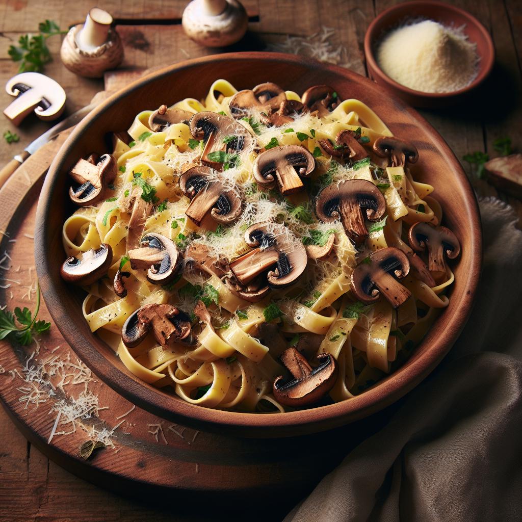 Tagliatelle con setas al horno