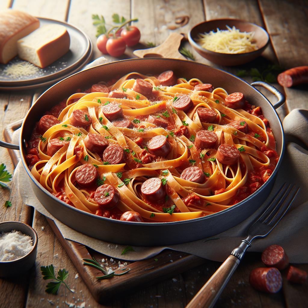 Tagliatelle al ragú de salchicha