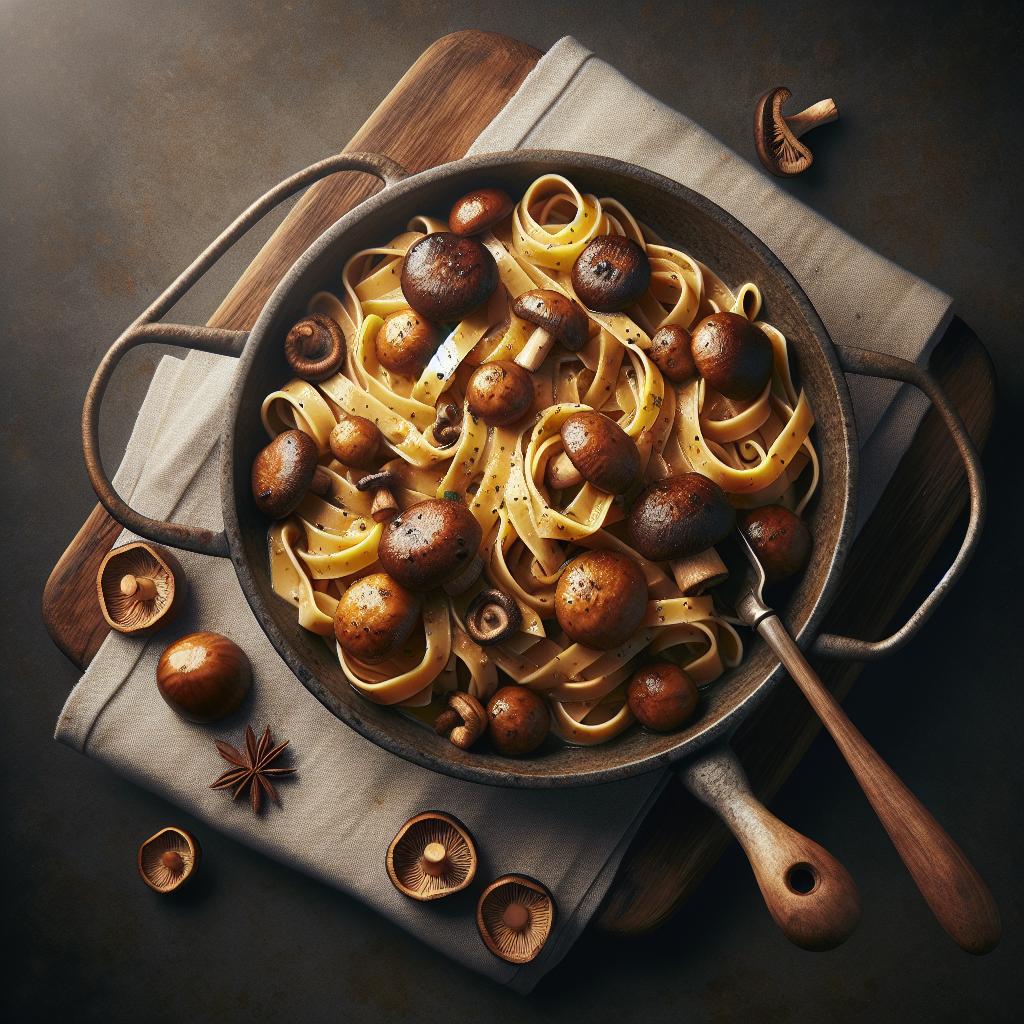 Tagliatelle de castañas con setas porcini