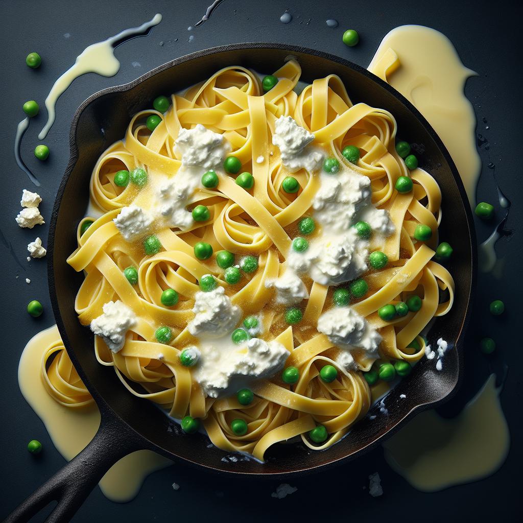 Tagliatelle con guisantes y ricotta