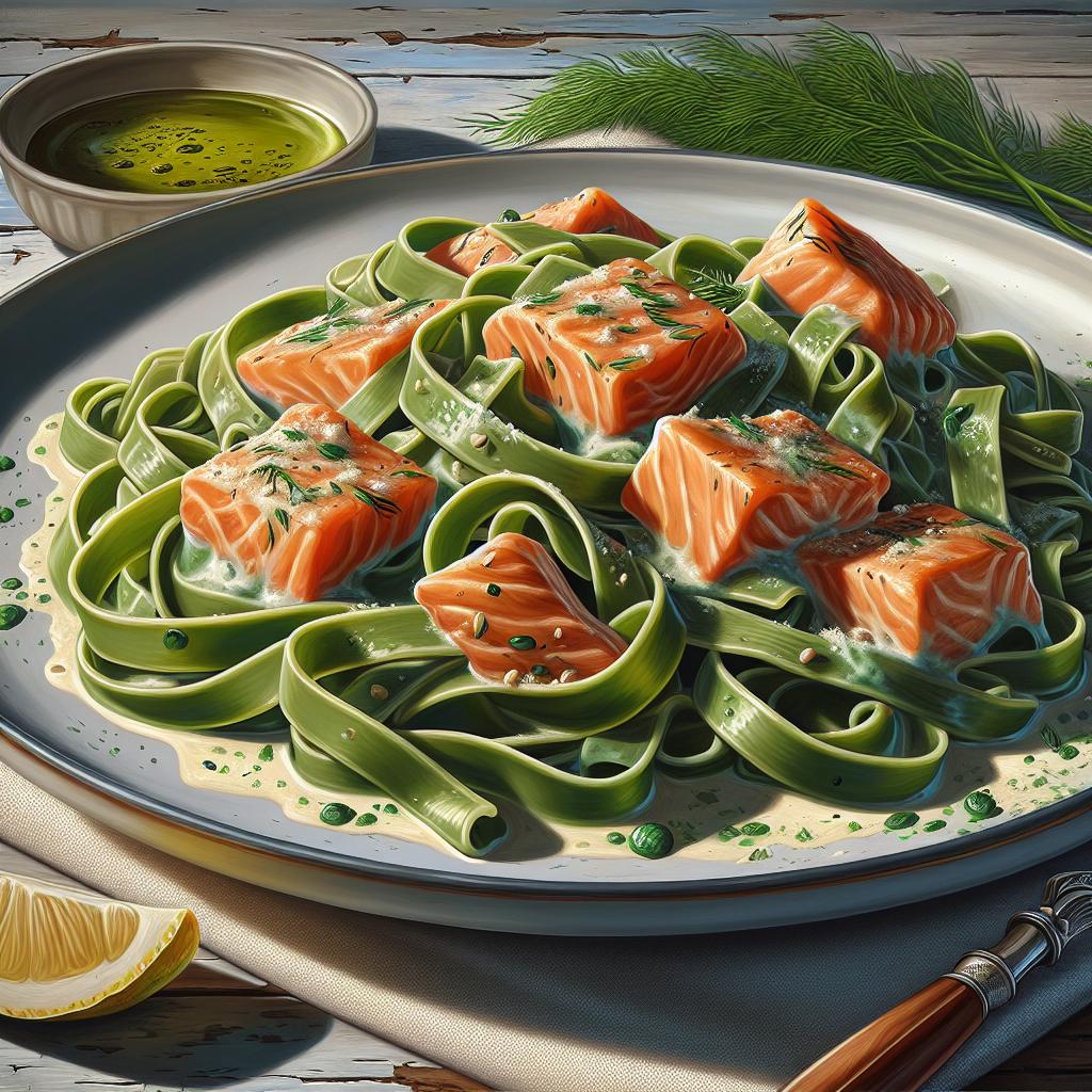 Tagliatelle Verdi al Salmón