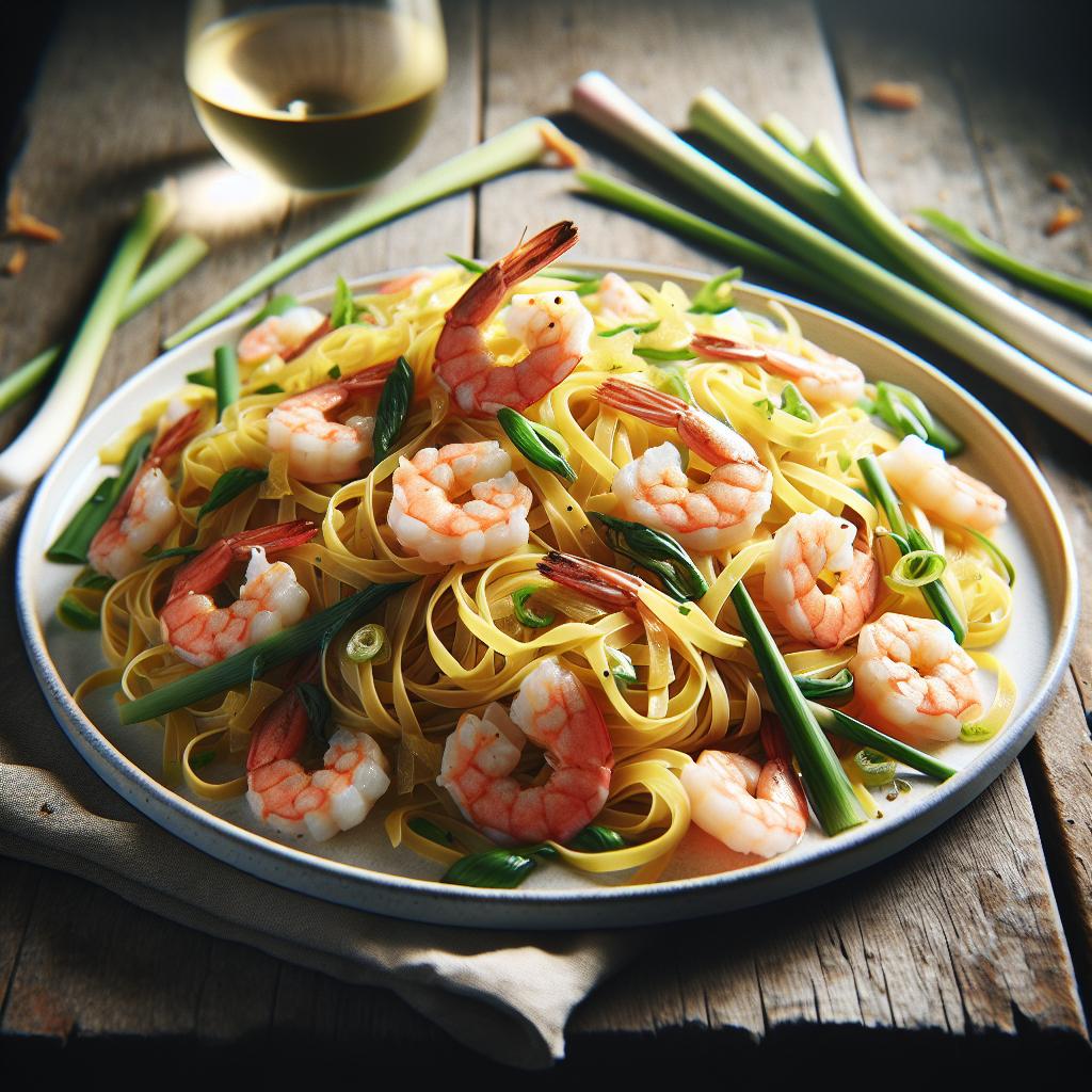 Tagliolini con gambas y lemongrass