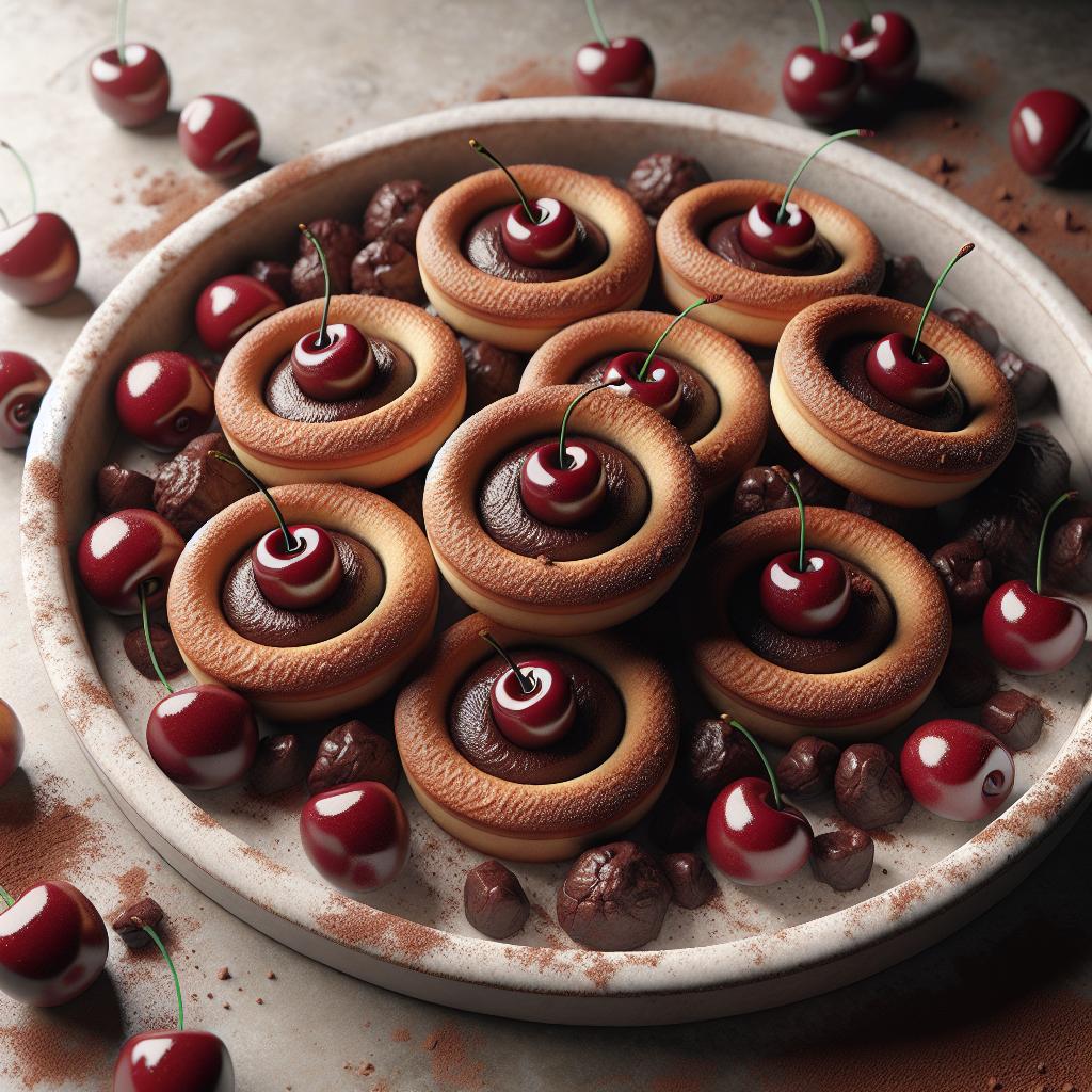 Tartaletas de cacao y guindas