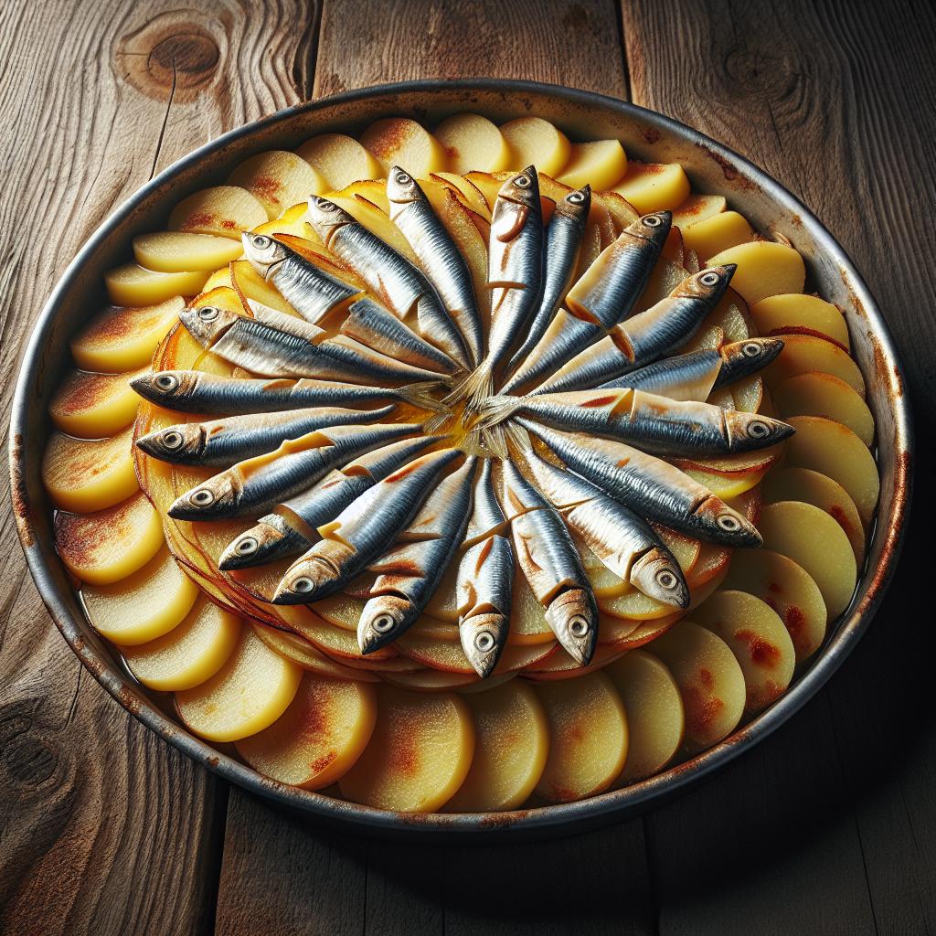 Bandeja de anchoas y patatas
