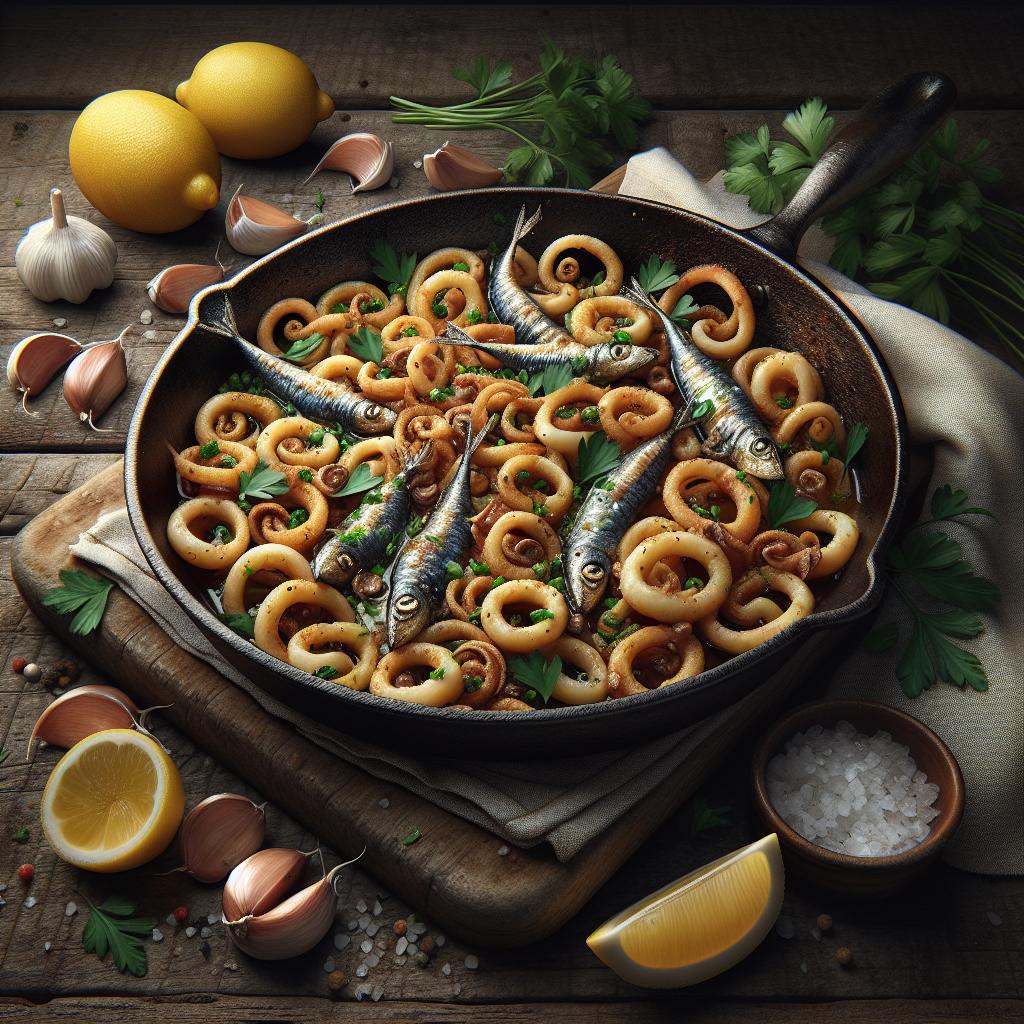 Bandeja de calamares y anchoas
