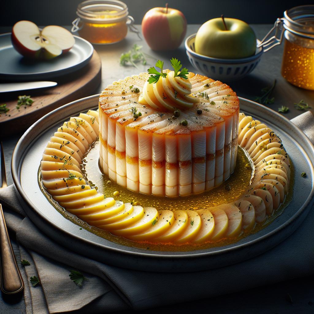 Terrina de bacalao con salsa de manzanas