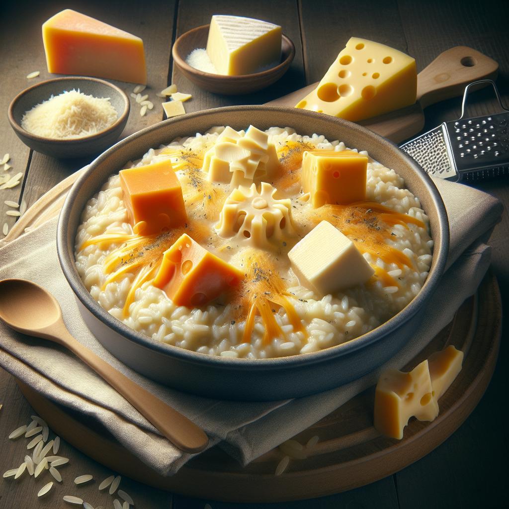 Timbal de arroz con 4 quesos