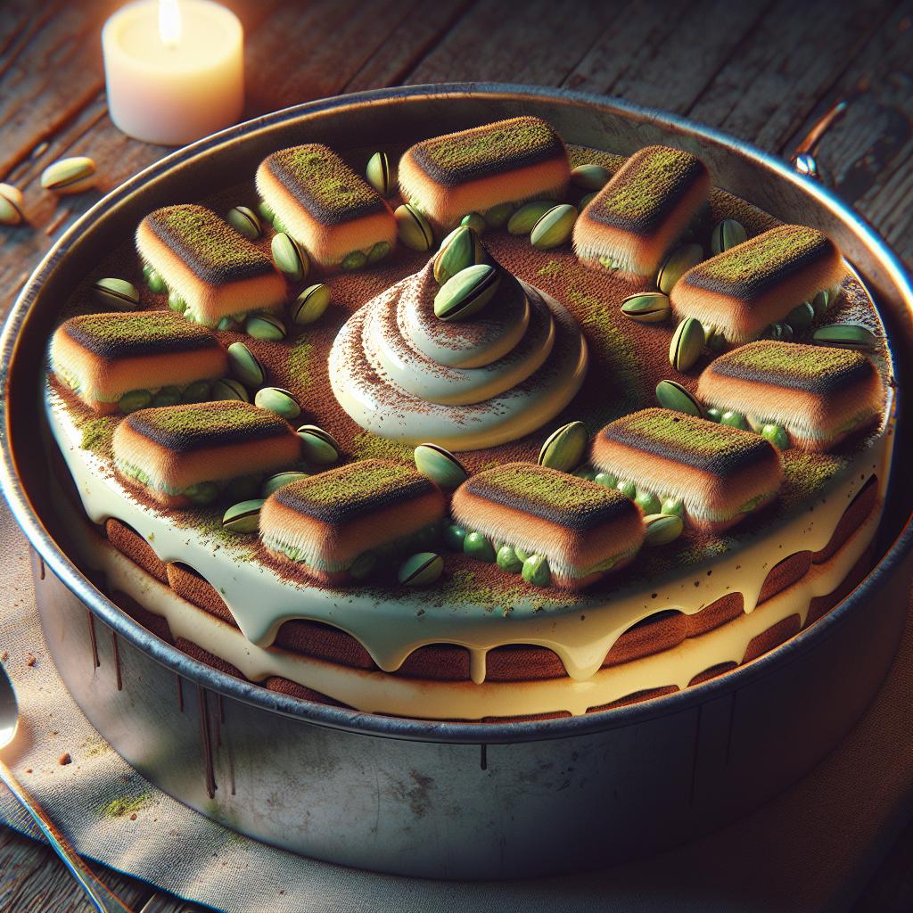 Tiramisú a la crema de pistacho