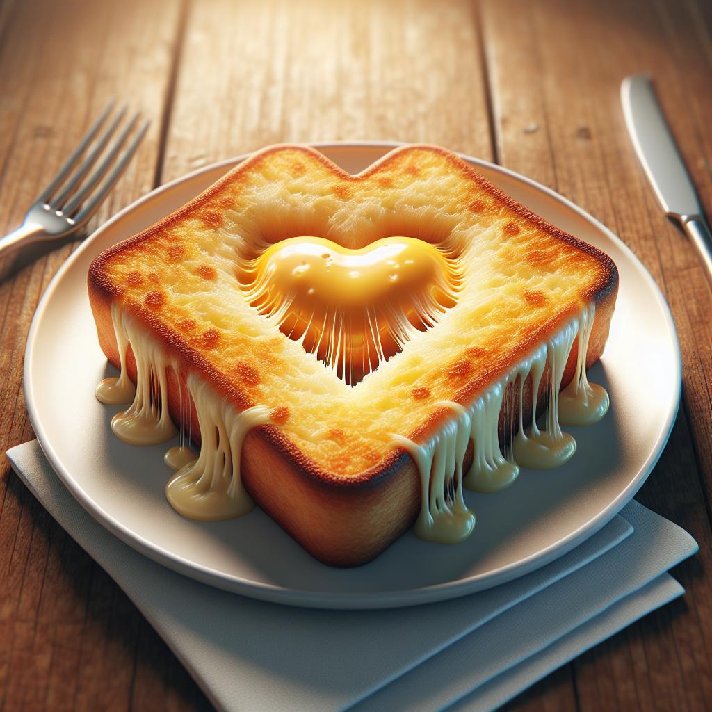 Tostadas de patata en sartén con corazón fundente