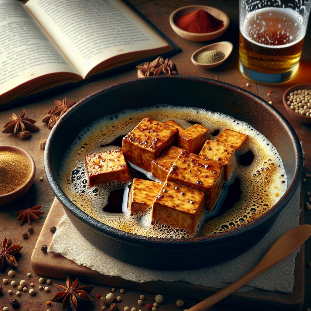 Tofu marinado a la cerveza