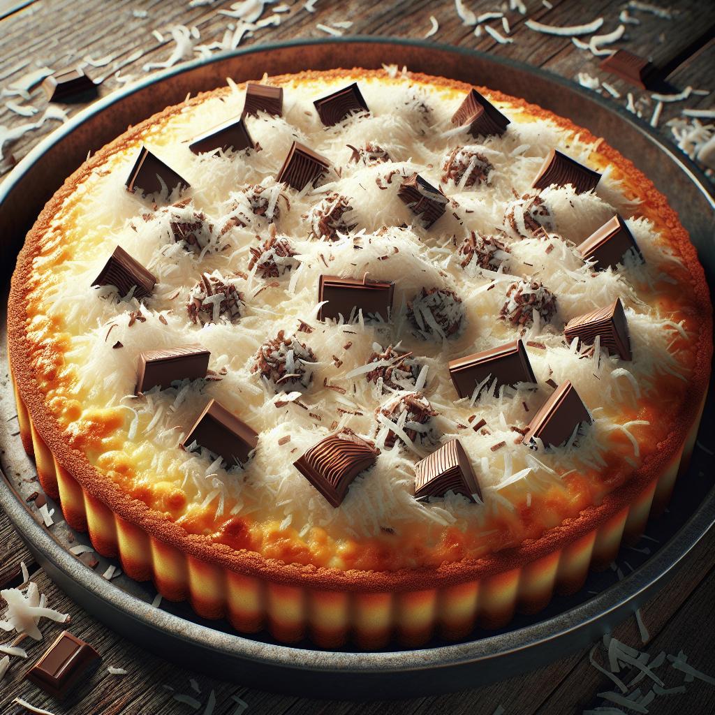 Tarta de coco y gotas de chocolate