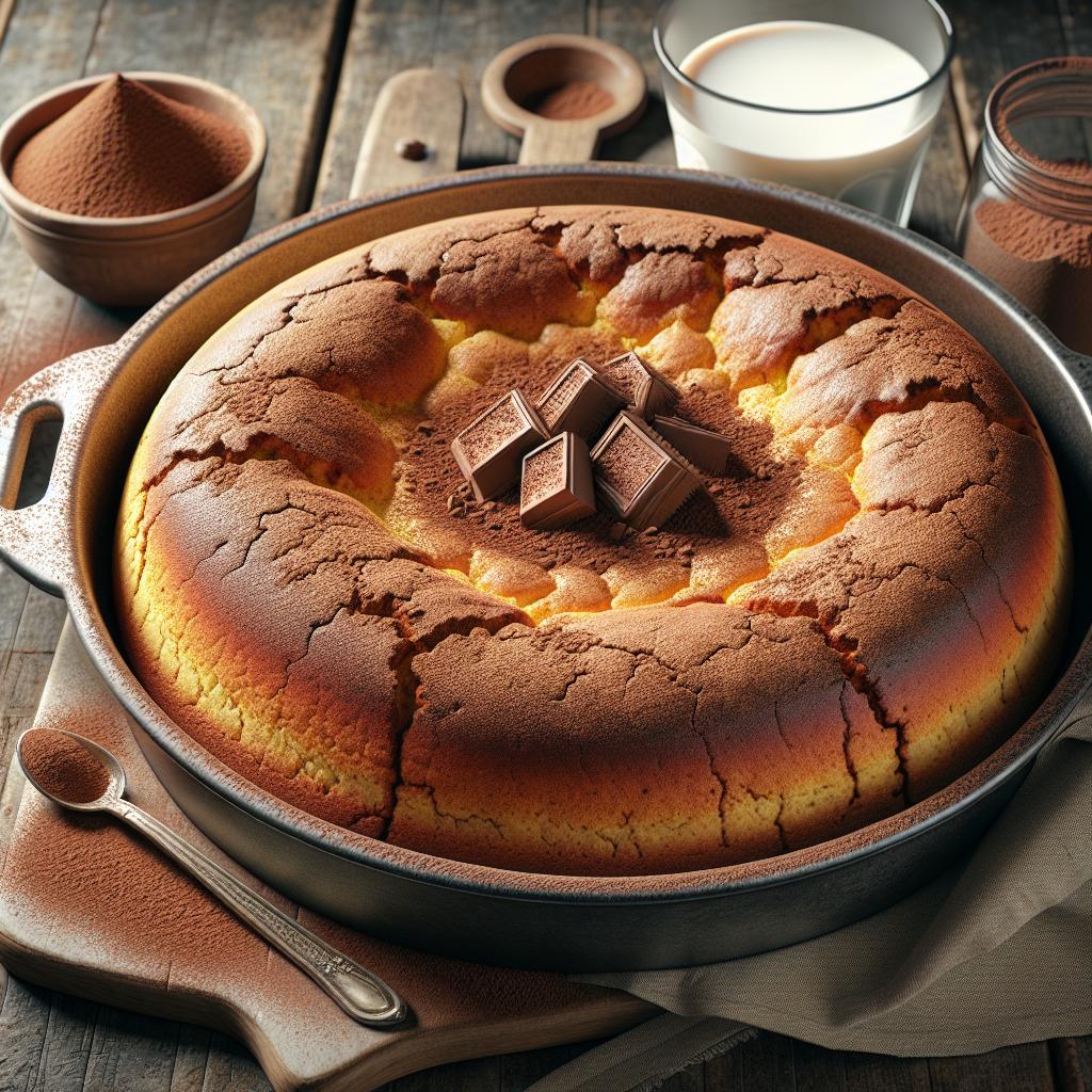 Torta de leche caliente y cacao