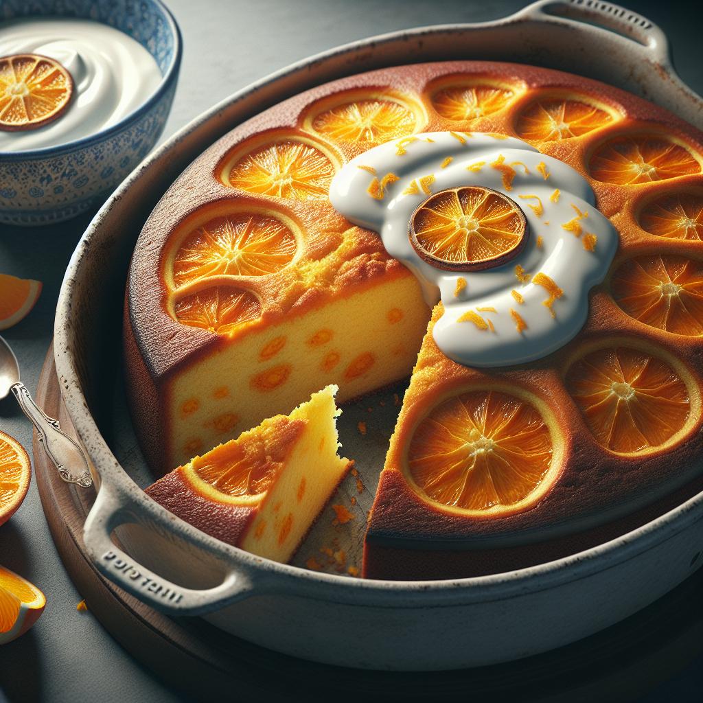 Tarta de naranja con crema de yogur