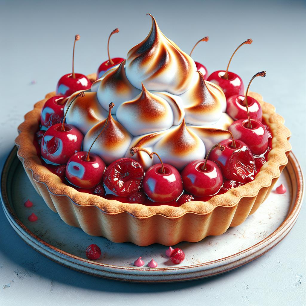 Tarta de cerezas merengada